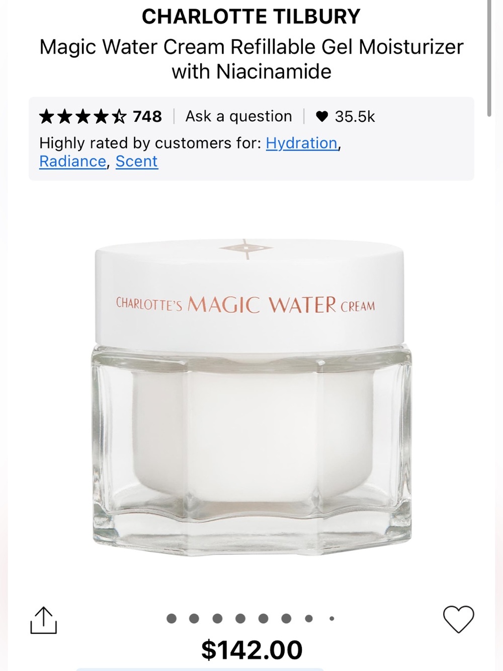 Charlotte Tilbury 50ml Water cream
